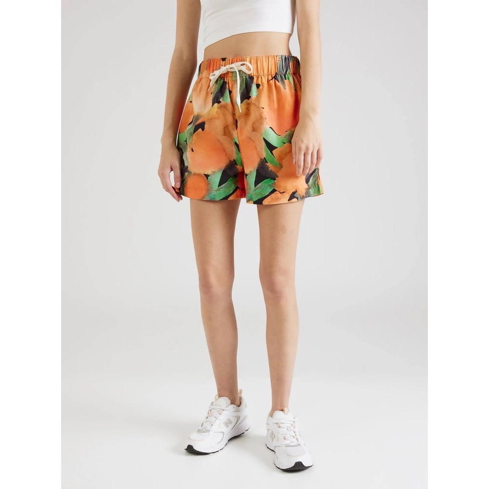 Topshop Orange‎ Print Shorts Elastic Waist Casual Summer Cute US 0-2 XS NWOT